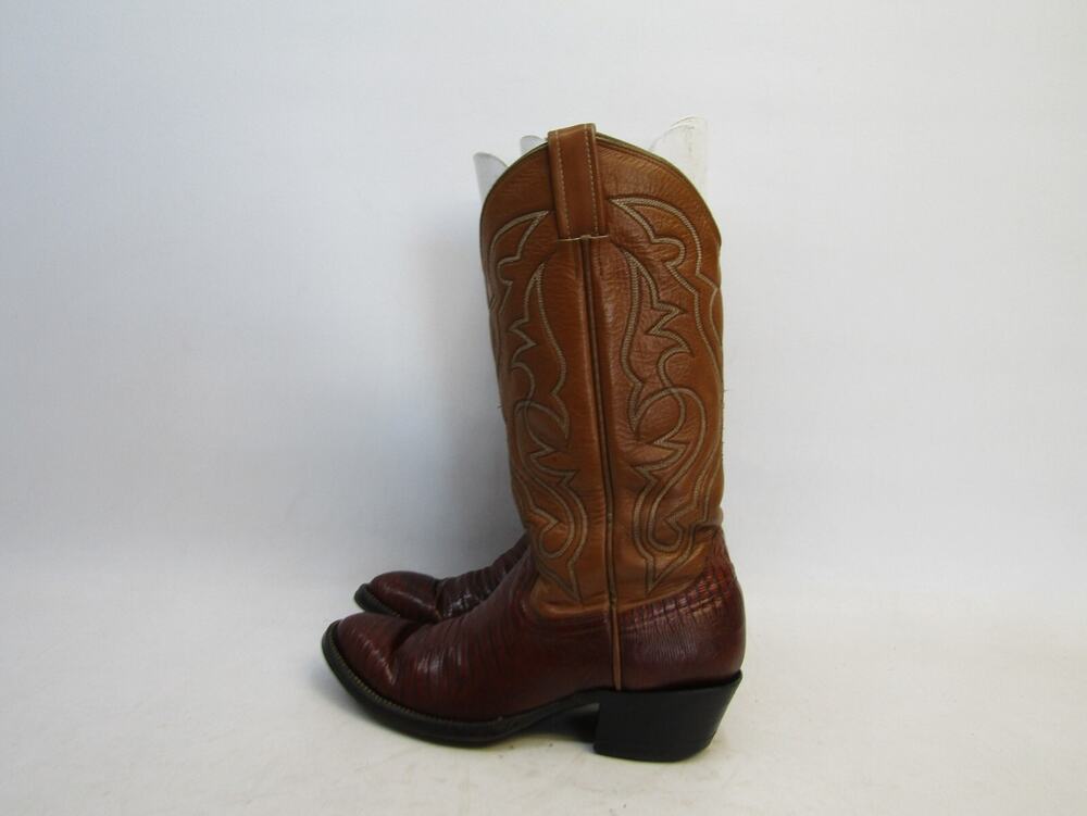 Cowtown Mens Size 8 D Brown Leather Lizard Cowboy Western Boots